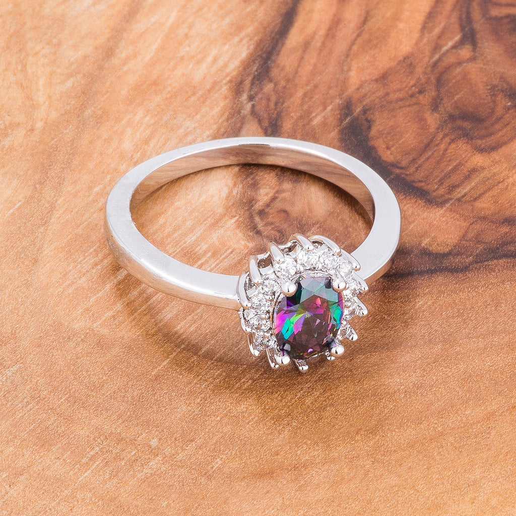 Playful Edge Contemporary Edit Mystic CZ Petite Oval Ring - Friggin Jewelry Fashion