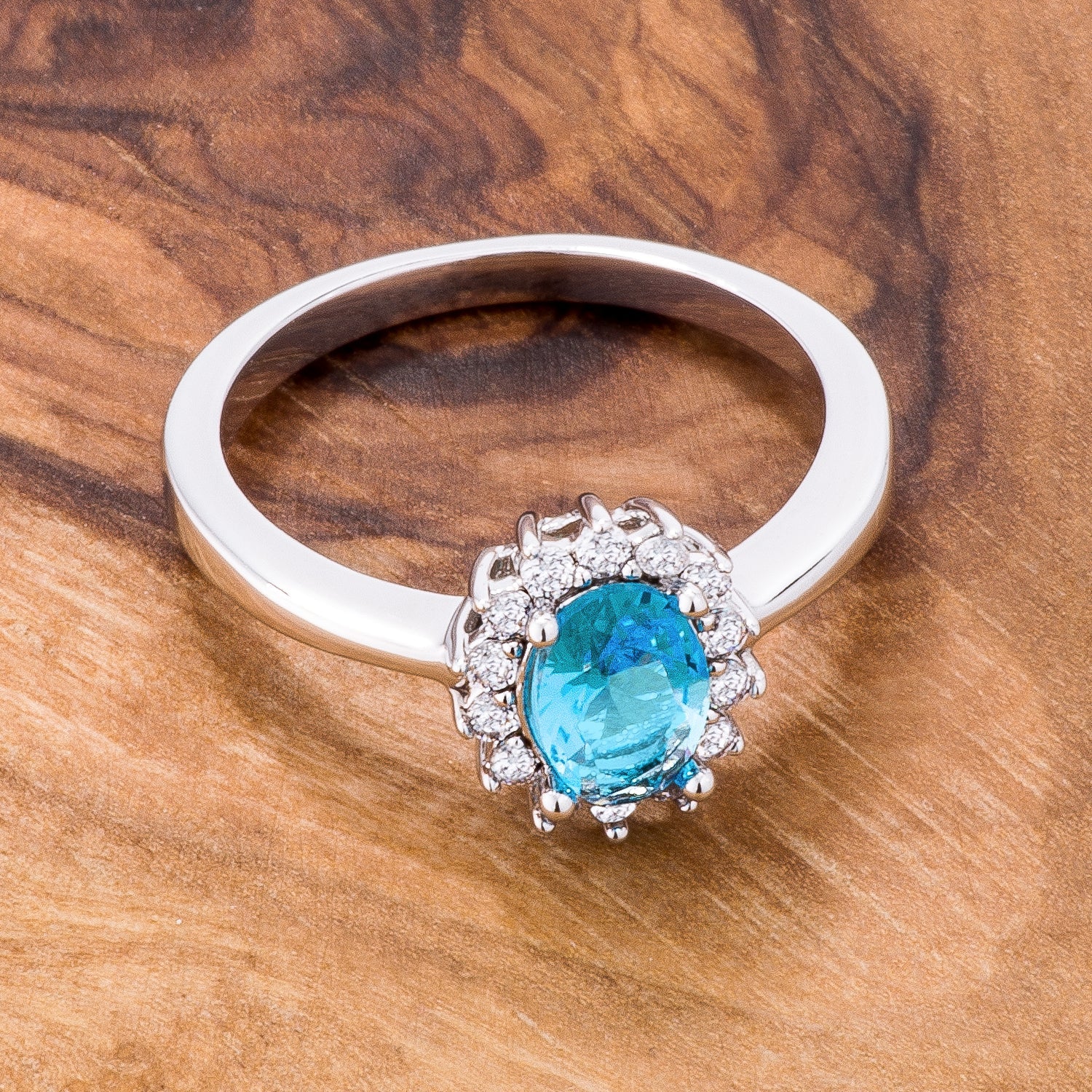 Everyday Whisper Icon Edit Aqua Blue CZ Petite Oval Ring - Friggin Jewelry Fashion