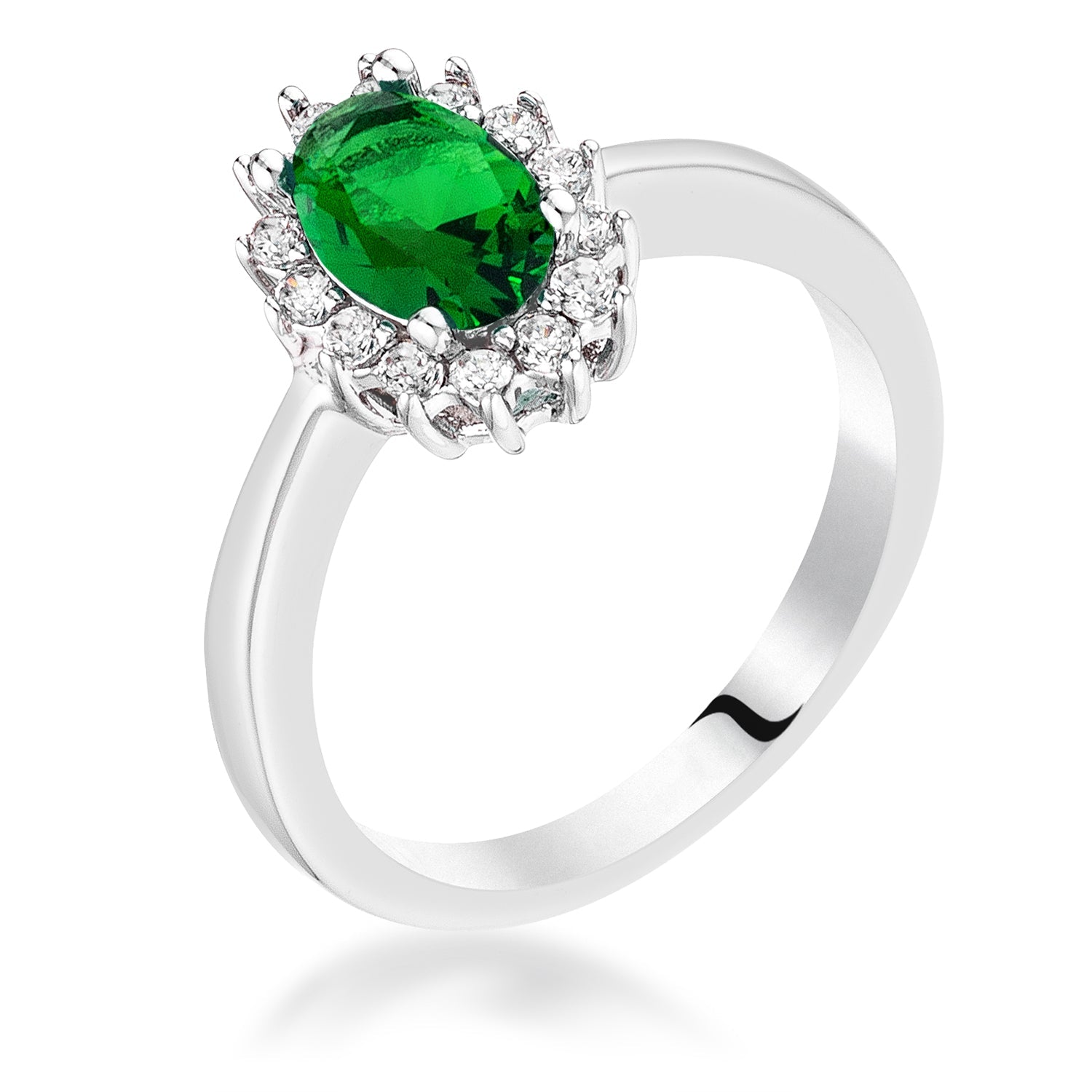Modern Spark Heritage Edit Emerald Green CZ Petite Oval Ring - Friggin Jewelry Fashion