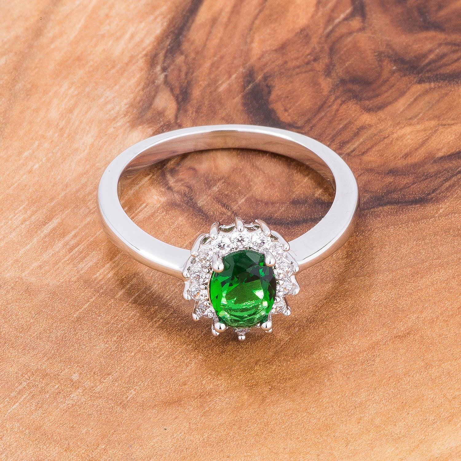 Modern Spark Heritage Edit Emerald Green CZ Petite Oval Ring - Friggin Jewelry Fashion
