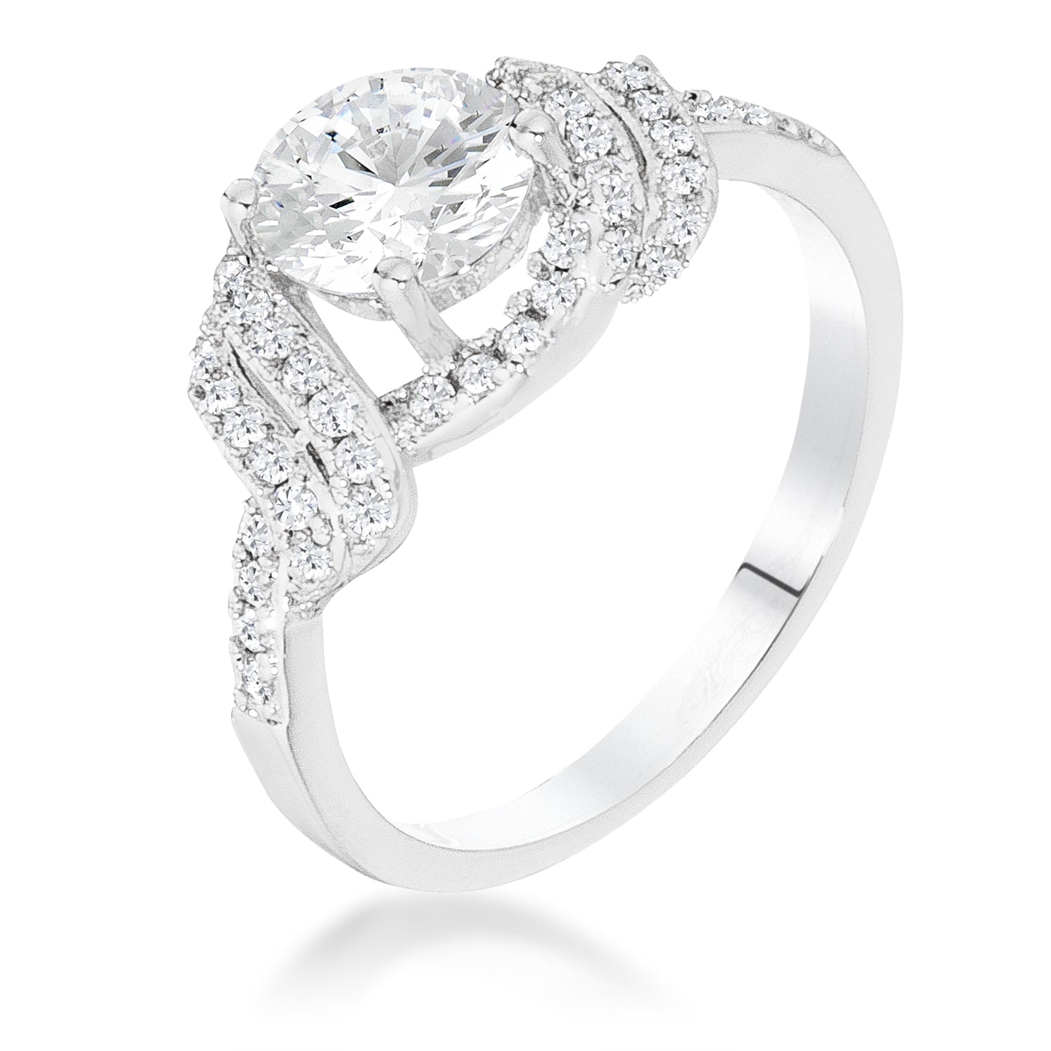 Legacy Form Studio Edit Rhodium Clear CZ Round Parallel Pace Twist Ring - Friggin Jewelry Fashion