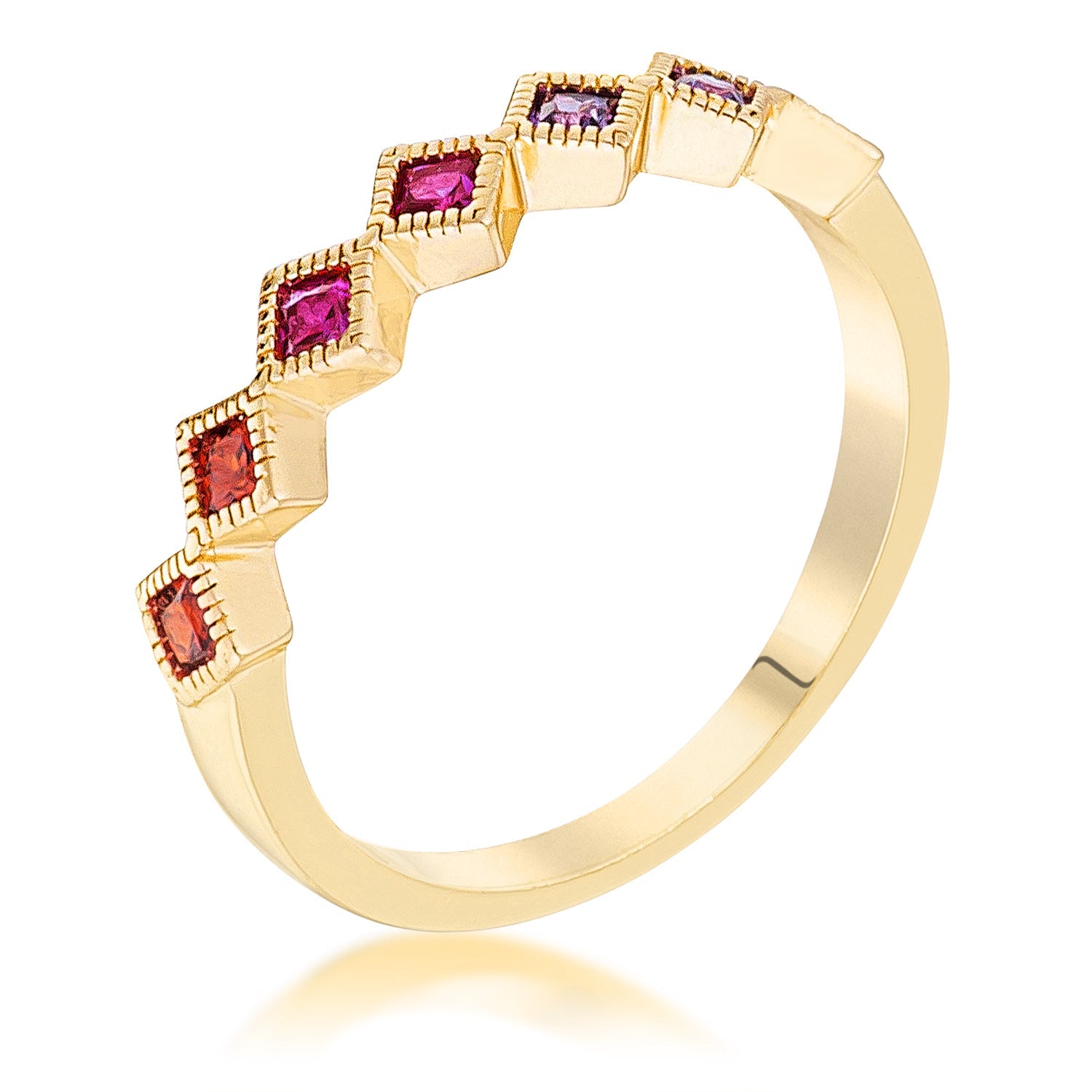 Playful Form Heritage Edit Gold Plated Multi-Color Septem Princess Cut Half Eternity Band - Friggin Jewelry Fashion