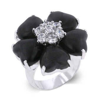 Captivating Edge Modern Icon Black Heart Clover Ring - Friggin Jewelry Fashion