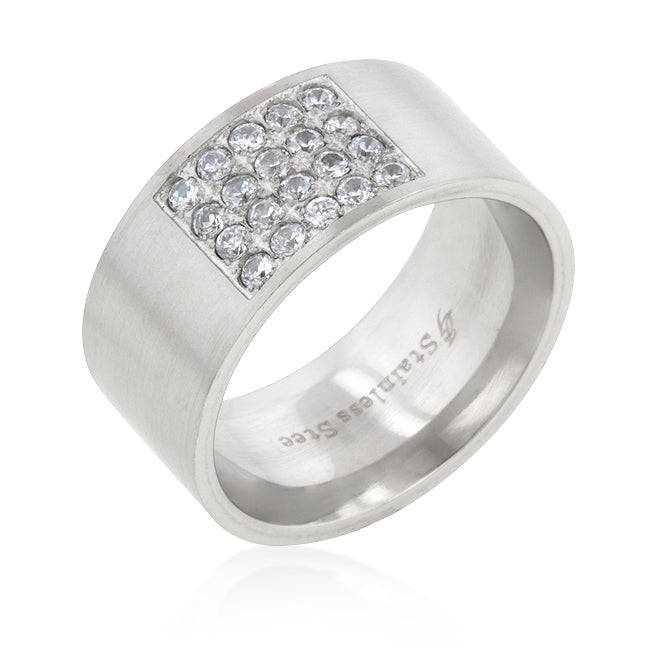 Radiant Edge Classic Series Stainless Steel Pave Cubic Zirconia Mens Ring - Friggin Jewelry Fashion