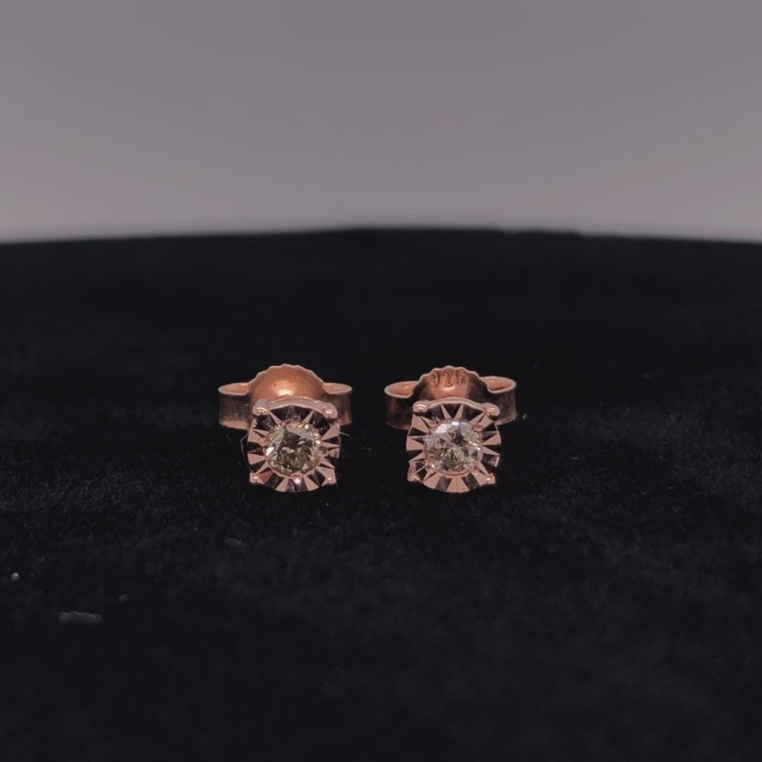 Round Brilliant-Cut Diamond Miracle-Set Stud Earrings .925 Sterling Silver 1/10 Cttw - Friggin Jewelry